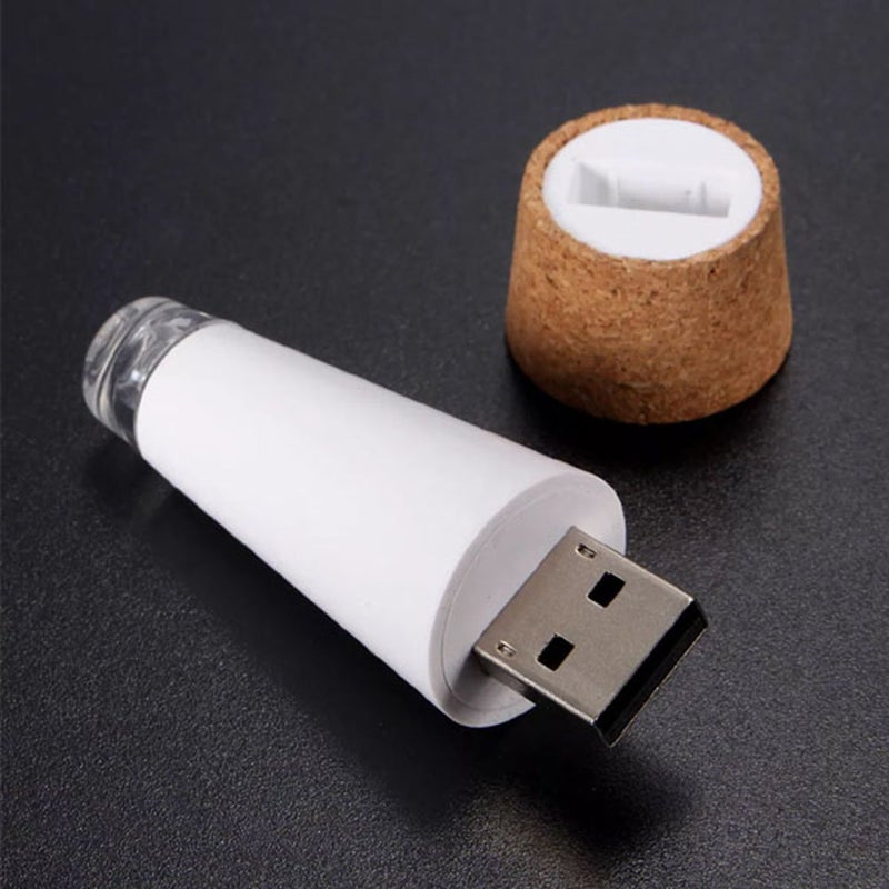 Goswot جوسوات عبوة من 4 مصابيح زجاجة على شكل سدادة قابلة لإعادة الشحن عبر USB 12 لومن مصباح متين أضواء سدادة لتزيين حفلة عيد الميلاد - Image 2